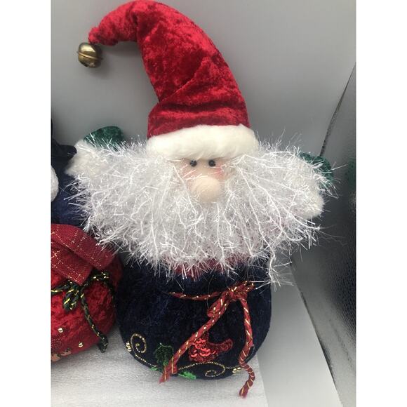 2 Vintage PBC International Plushy Santa Claus & Snowman Decoration Stuffed READ - Picture 3 of 16